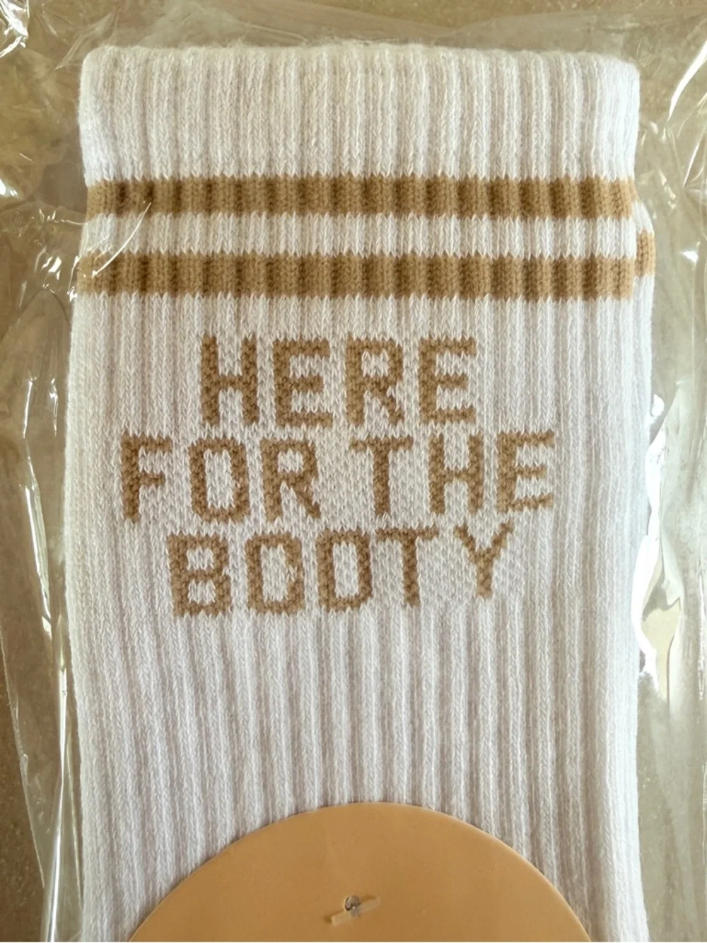 NWT Souls Here for the Booty Grip Crew Socks White Pilates Yoga S/M